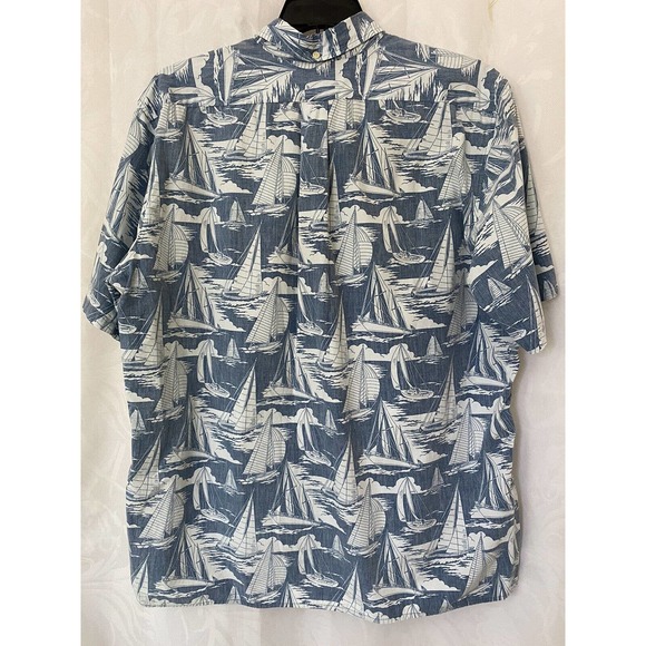 Reyn Spooner Shirt Button Down Sailboat Blue White Sailing Boat Aloha XX… - Picture 2 of 5